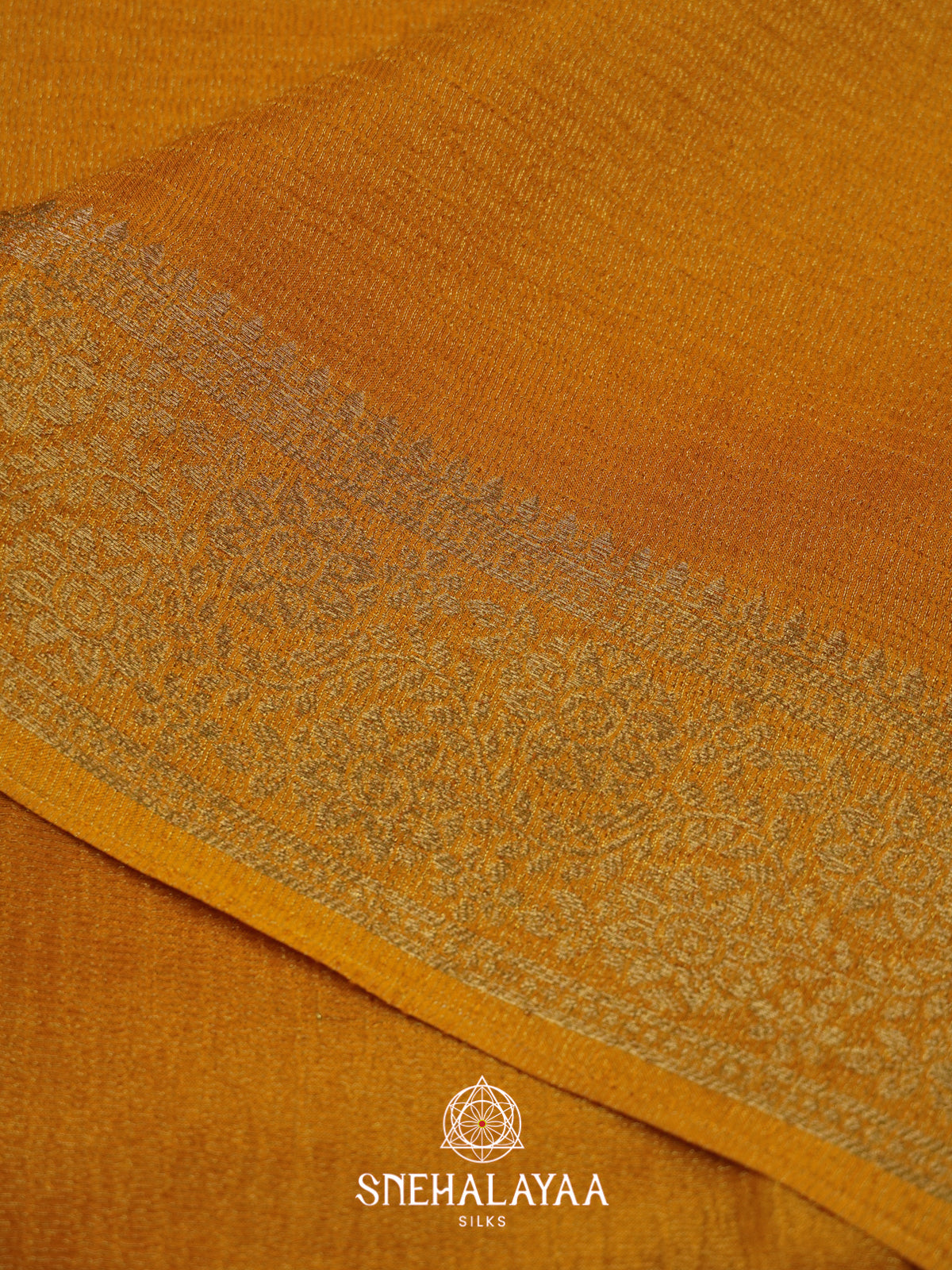 Yellow Crushed Tissue Saree