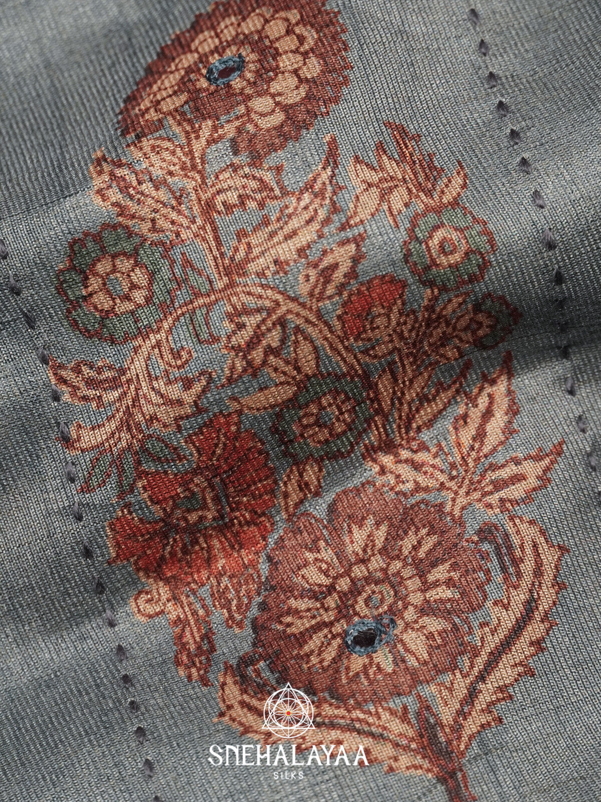 Slate Grey Tussar Saree
