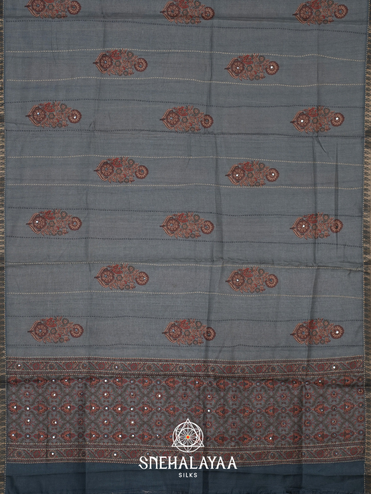 Slate Grey Tussar Saree