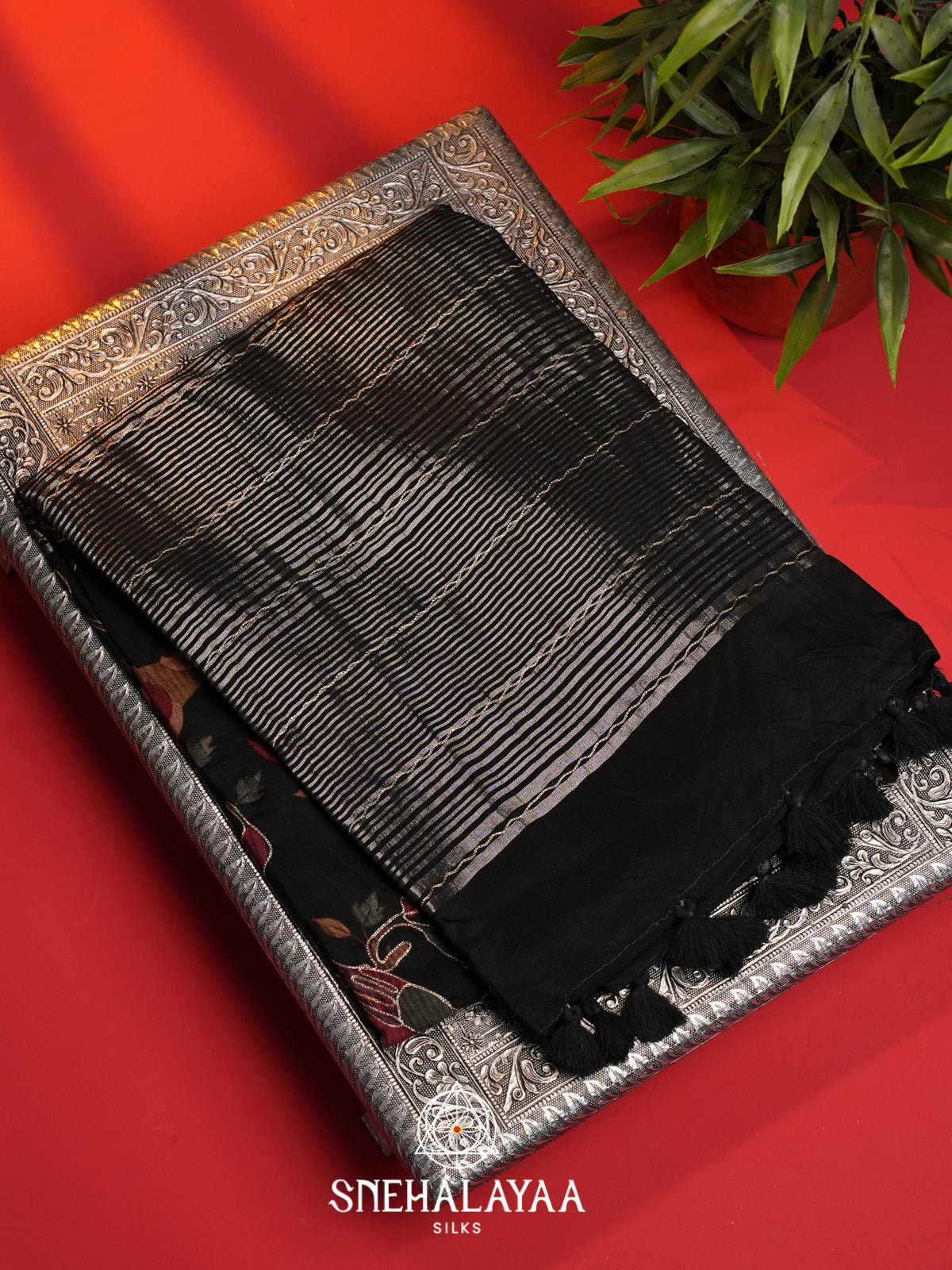 Black Dola Silk Saree