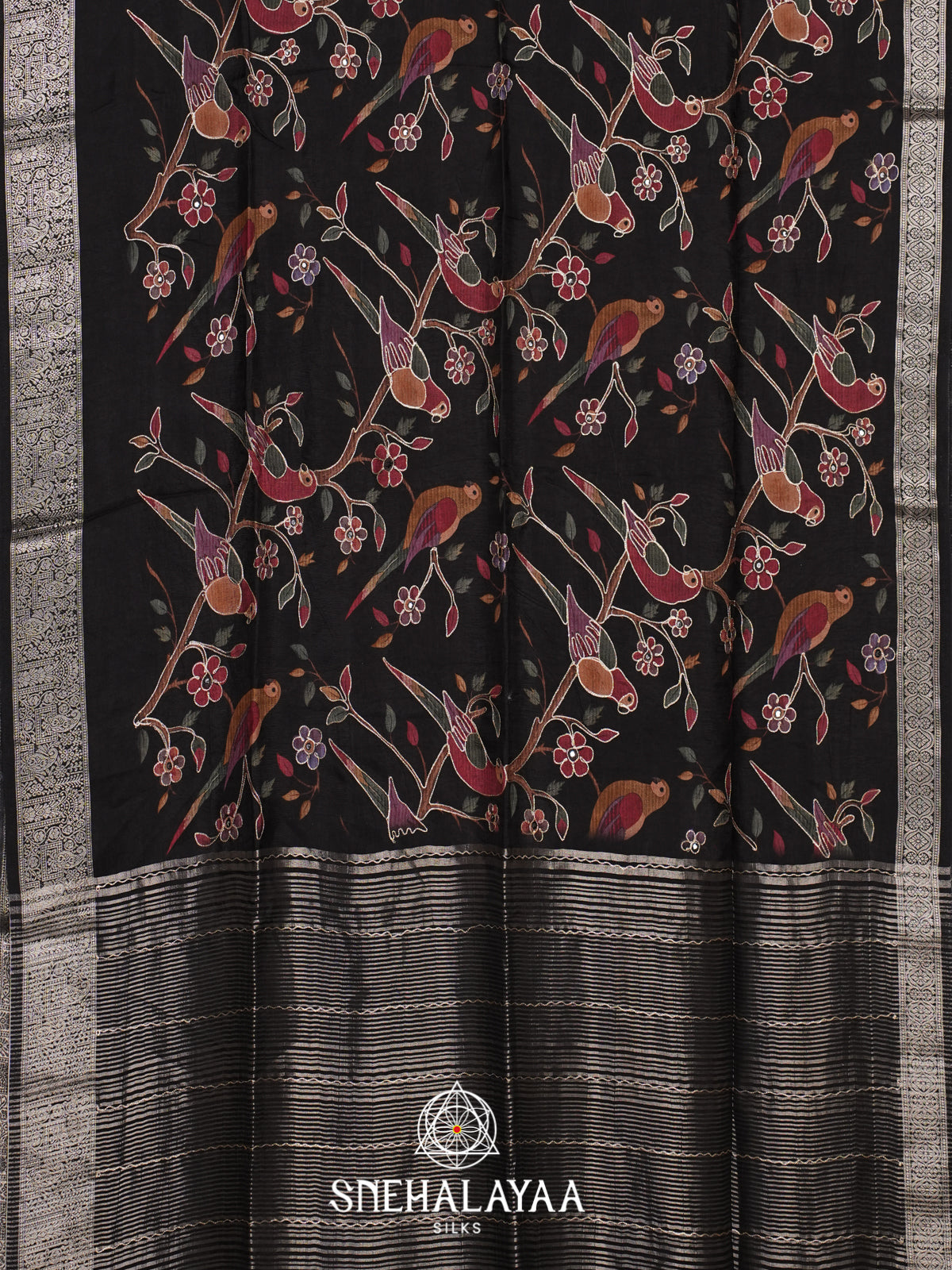 Black Dola Silk Saree