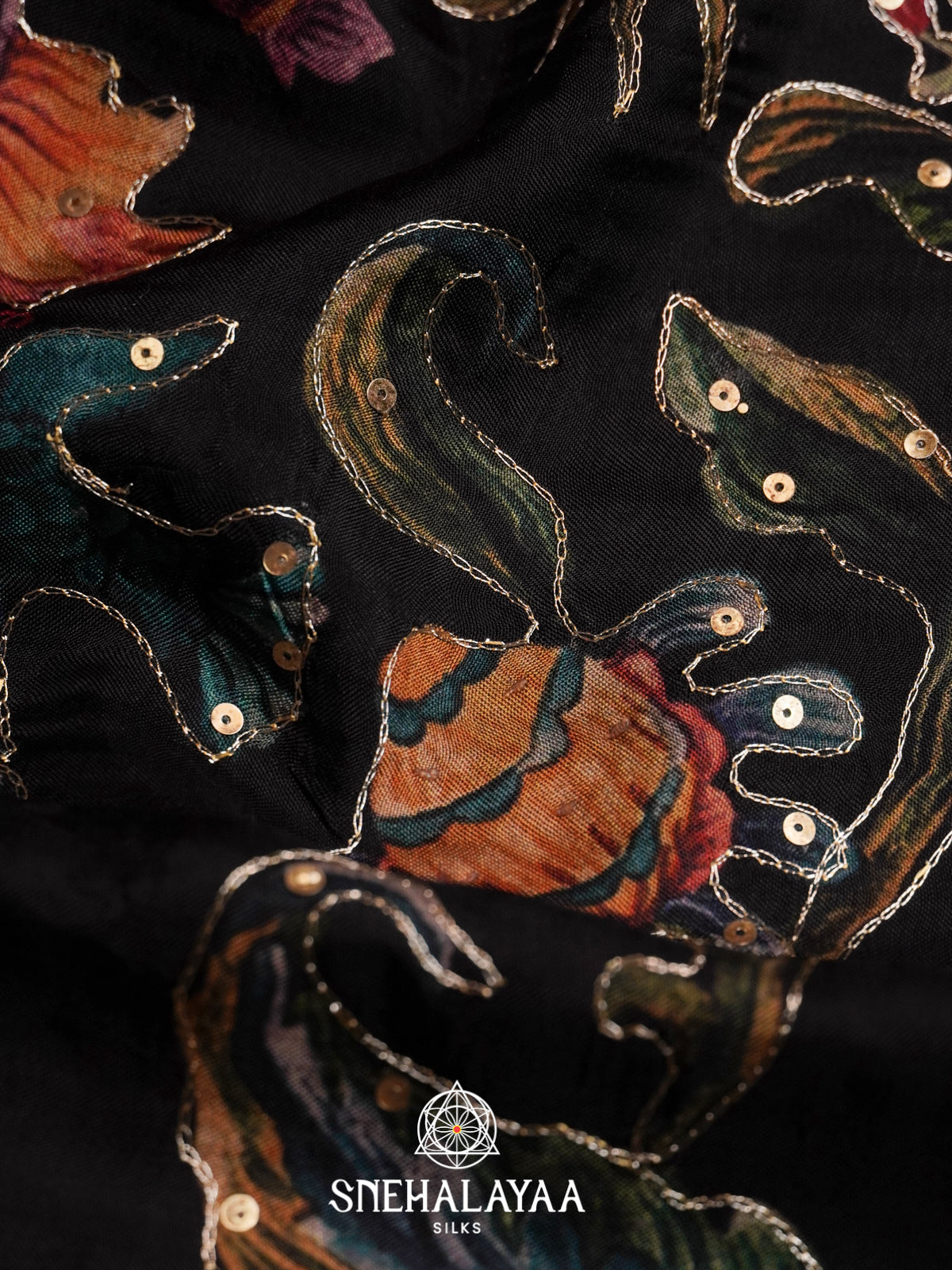 Black Dola Silk Saree