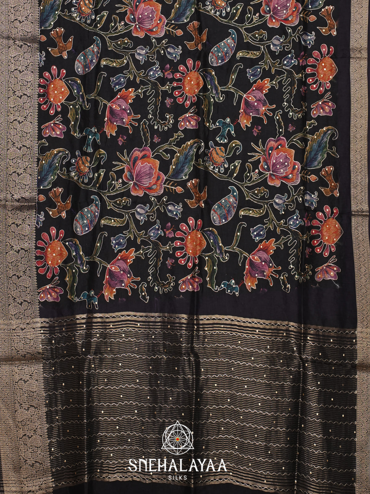Black Dola Silk Saree