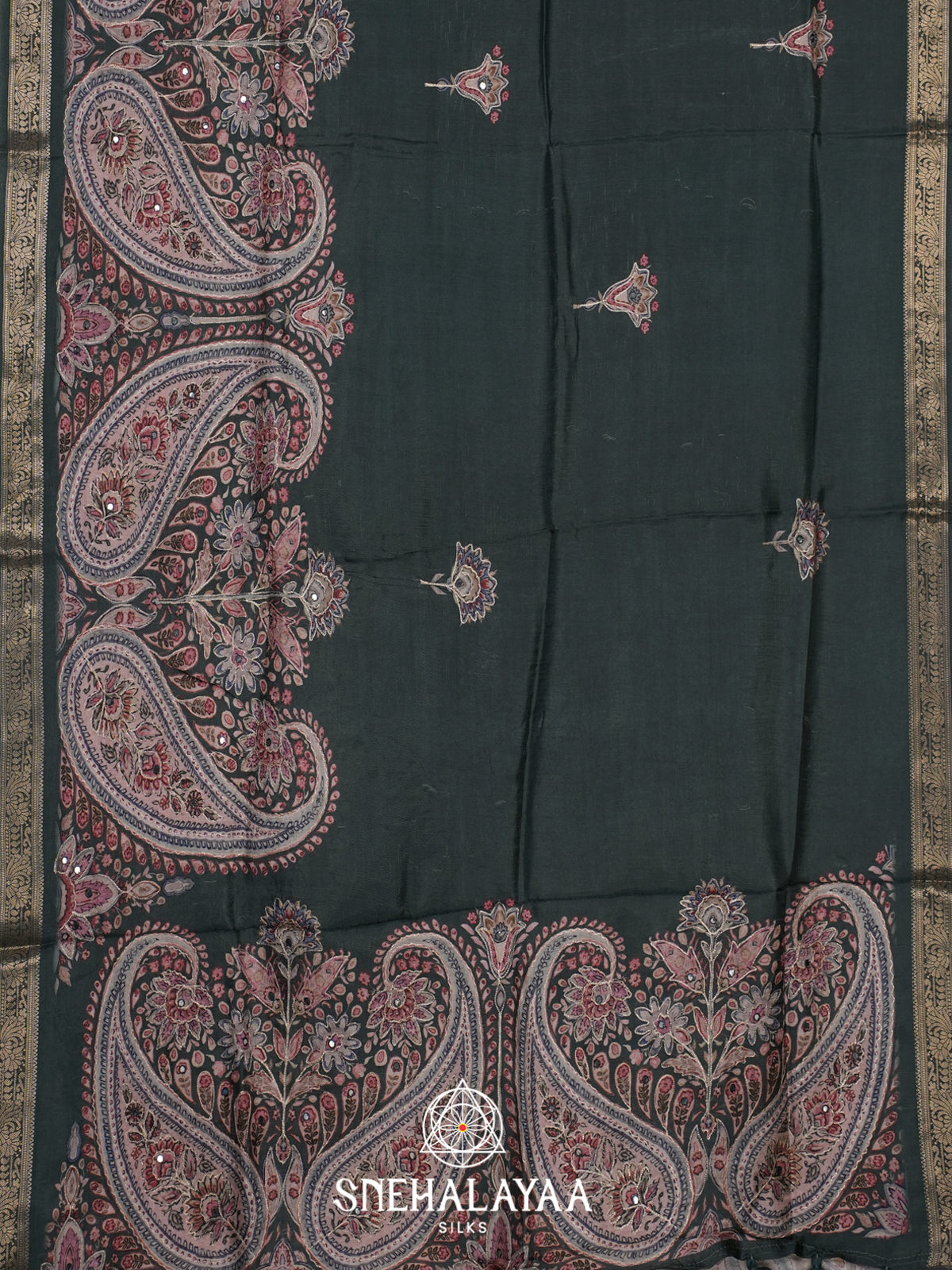 Bottle Green Dola Silk Saree