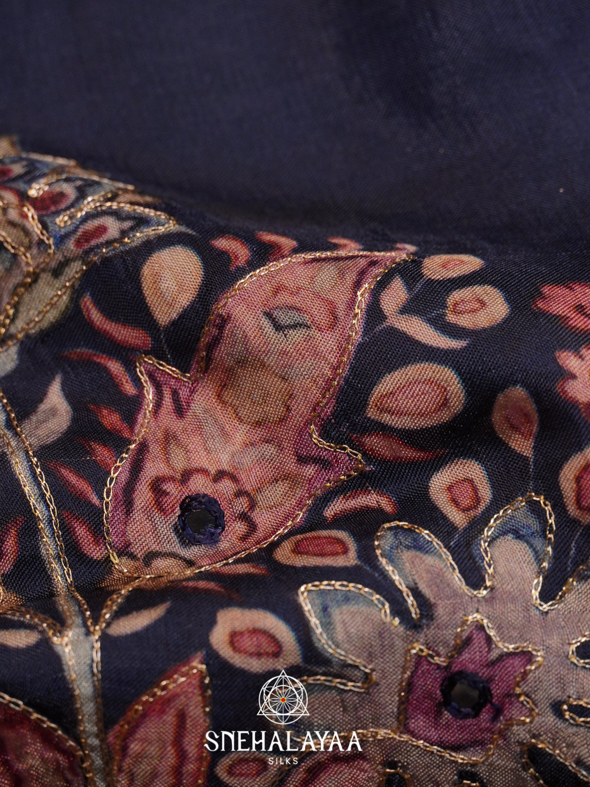 Navy Blue Dola Silk Saree
