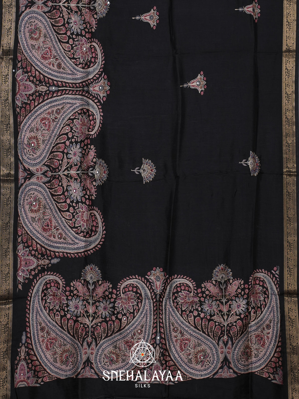 Black Dola Silk Saree