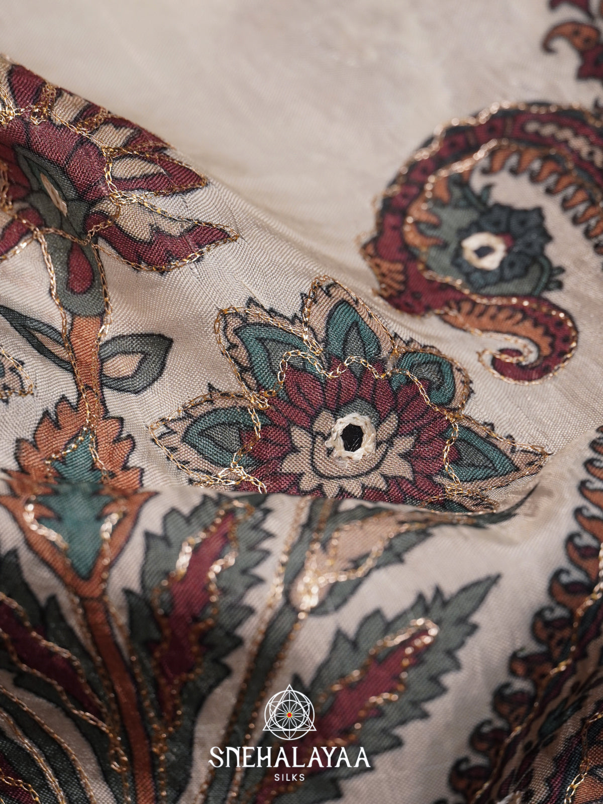 Off White Dola Silk Saree