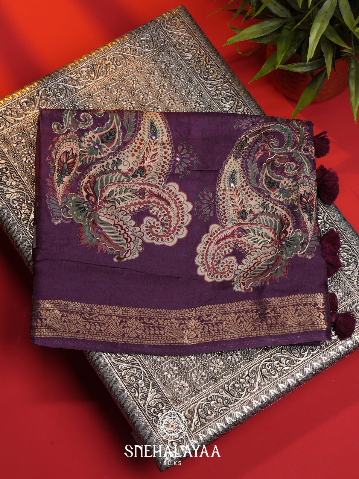 Purple Dola Silk Saree