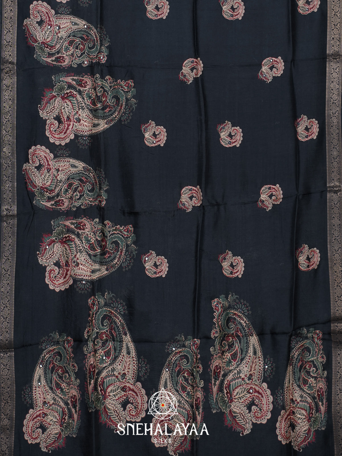 Black Dola Silk Saree
