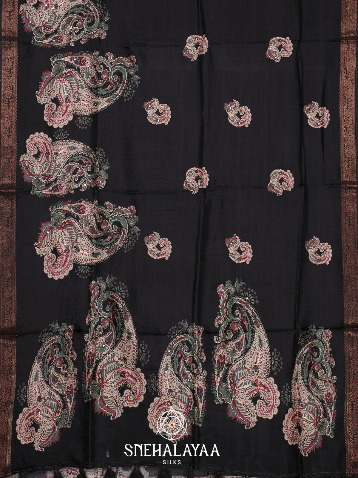 Black Dola Silk Saree