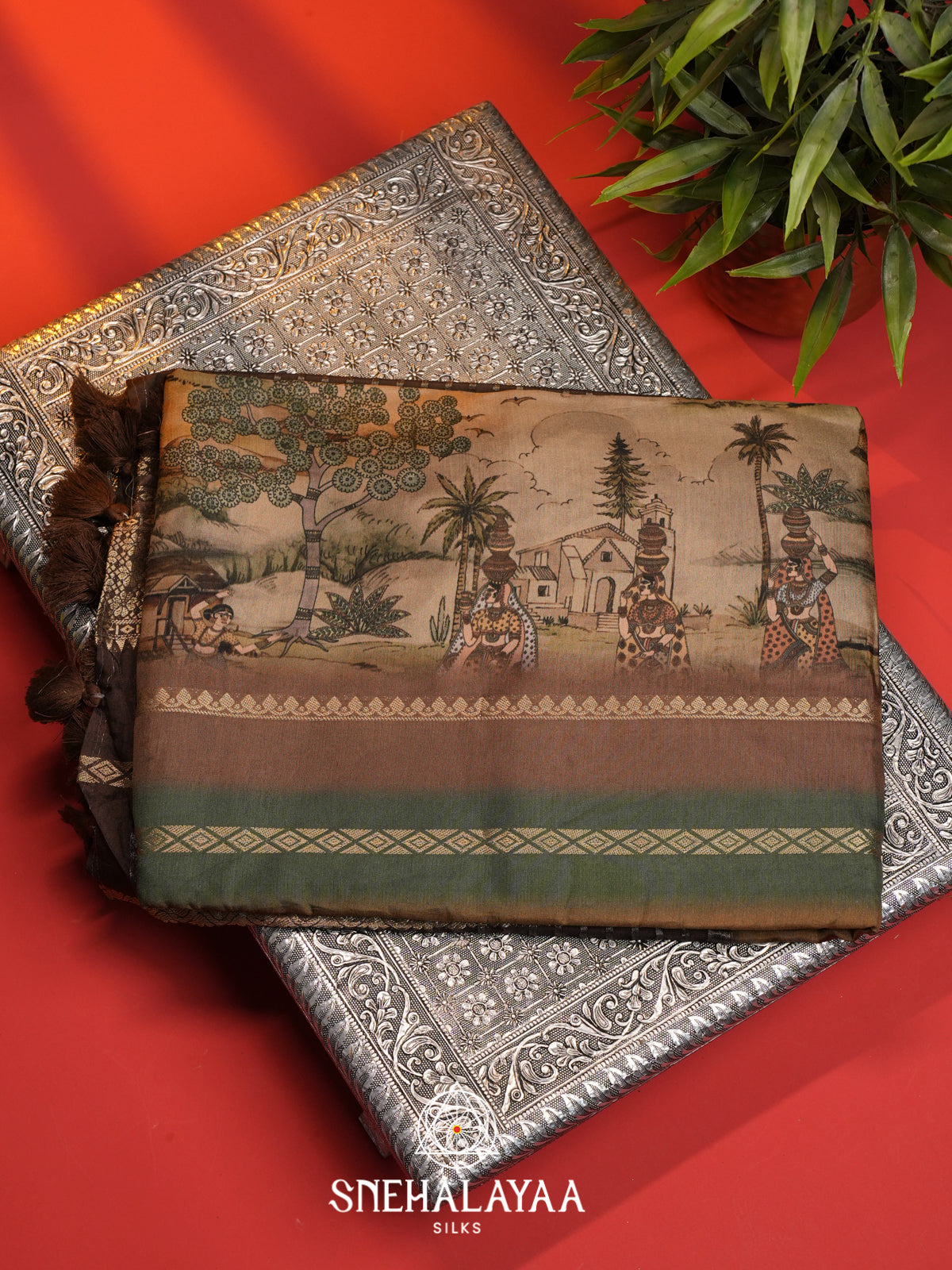 Beige Dola Silk Saree