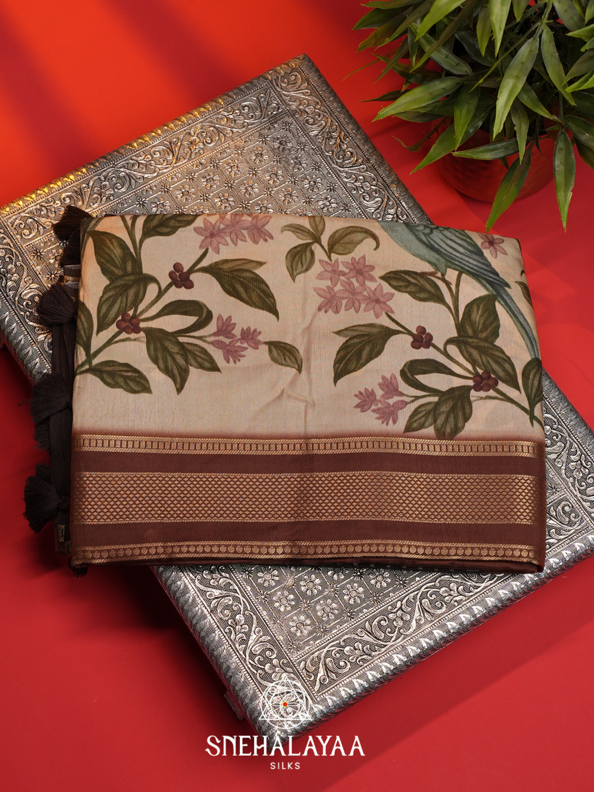 Beige Dola Silk Saree