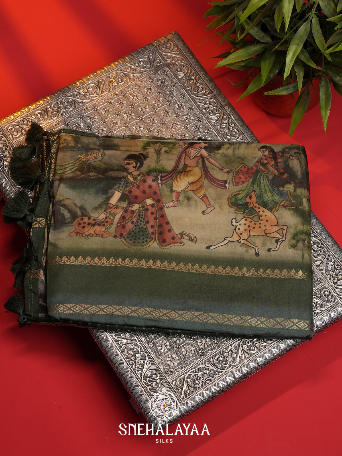 Sage Green Dola Silk Saree