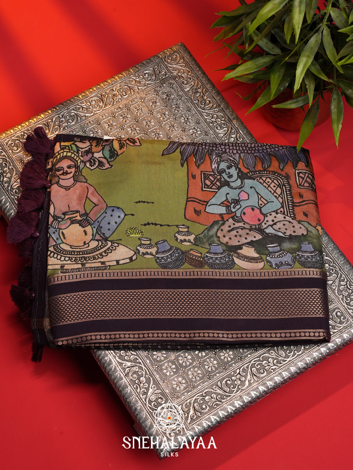 Sage Green Dola Silk Saree