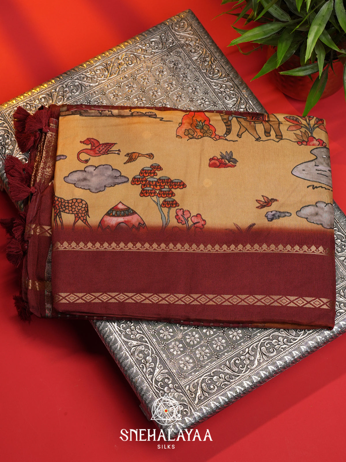Beige Dola Silk Saree