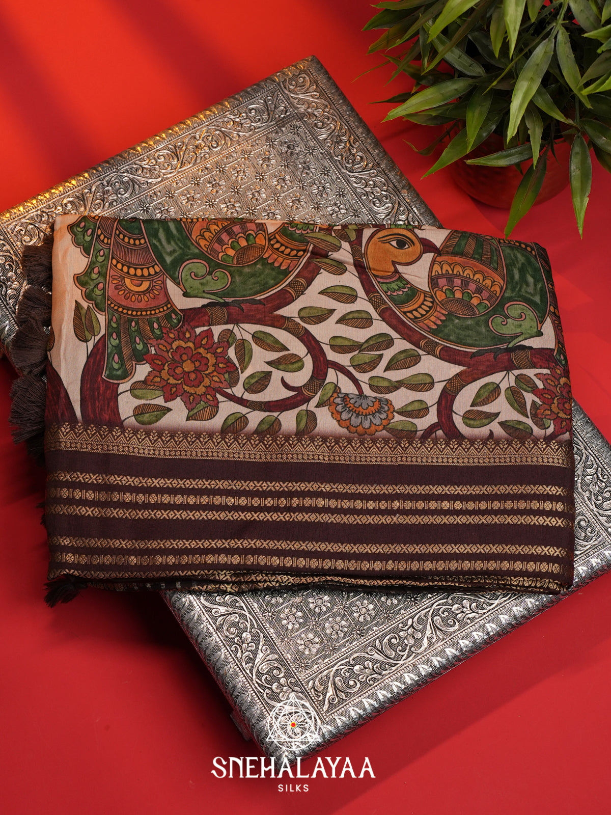 Cream Dola Silk Saree