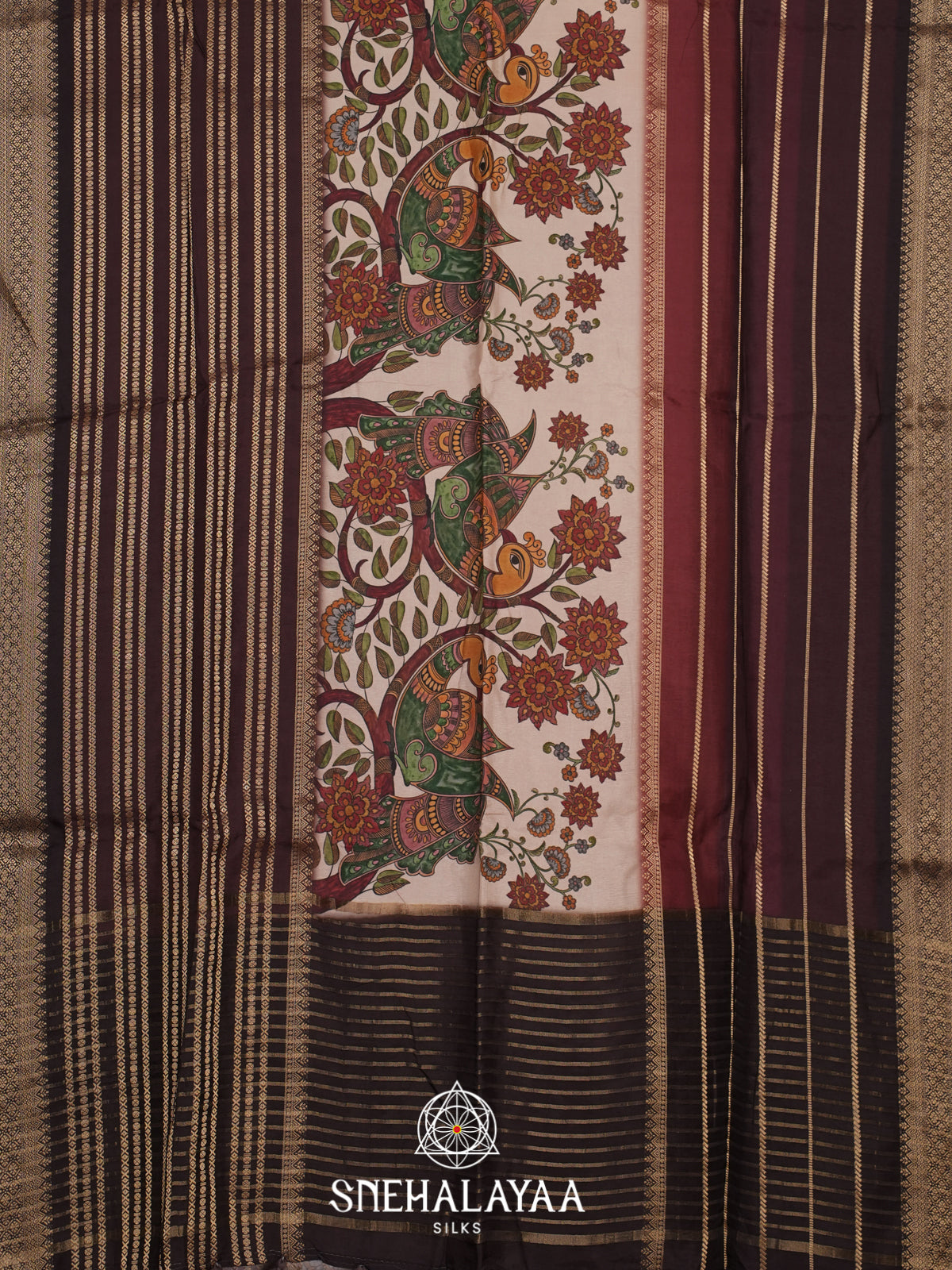 Cream Dola Silk Saree