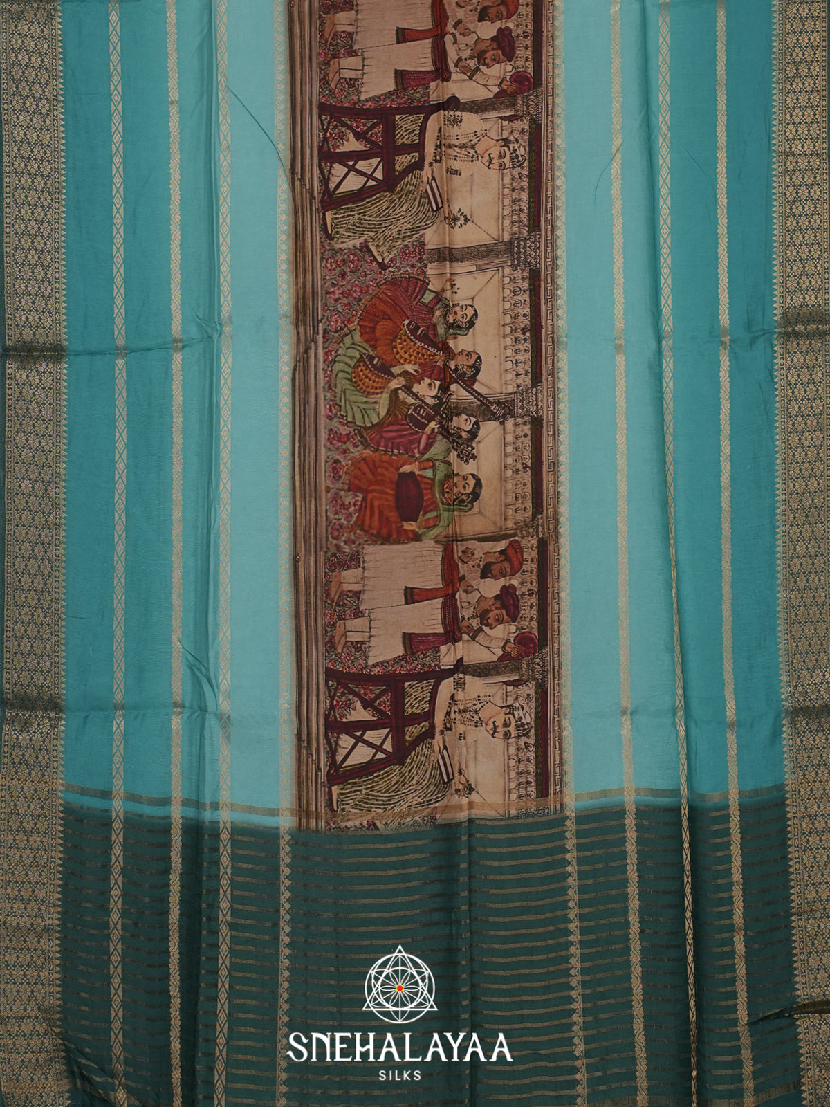 Sky Blue Dola Silk Saree