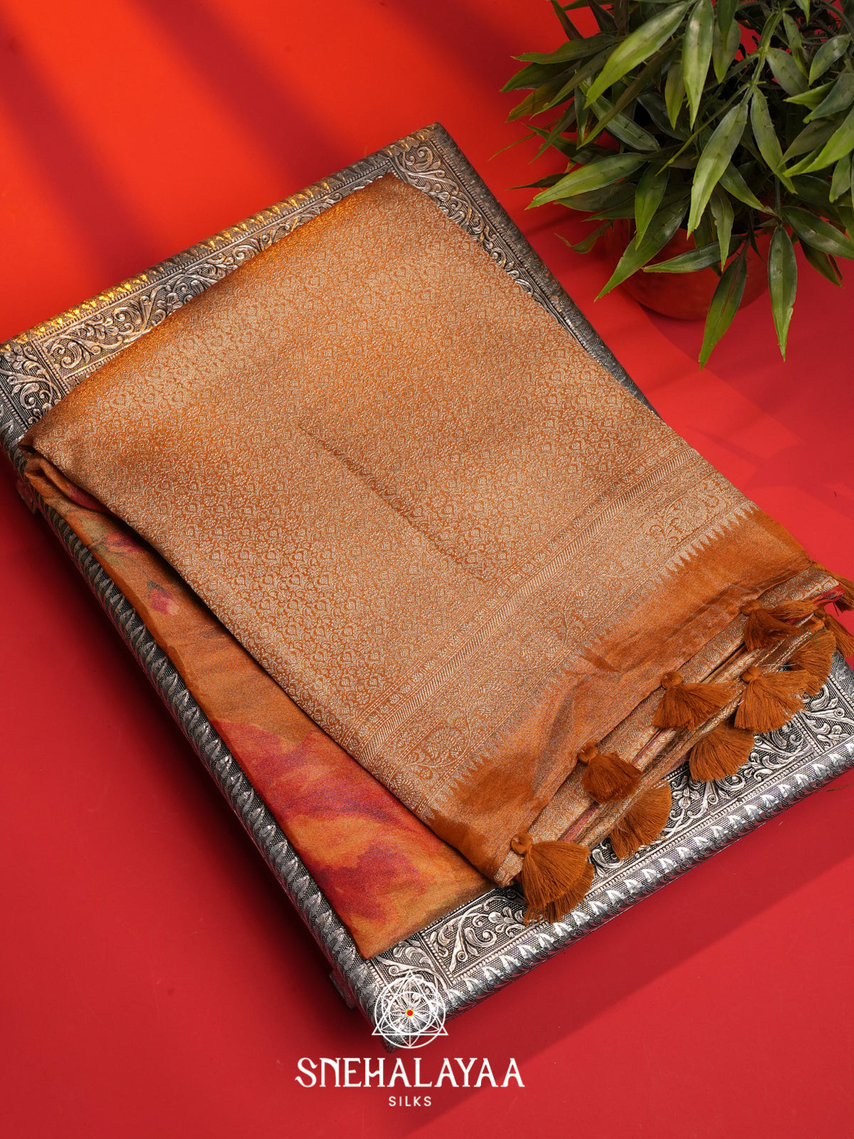 Mustard Yellow Dola Silk Saree
