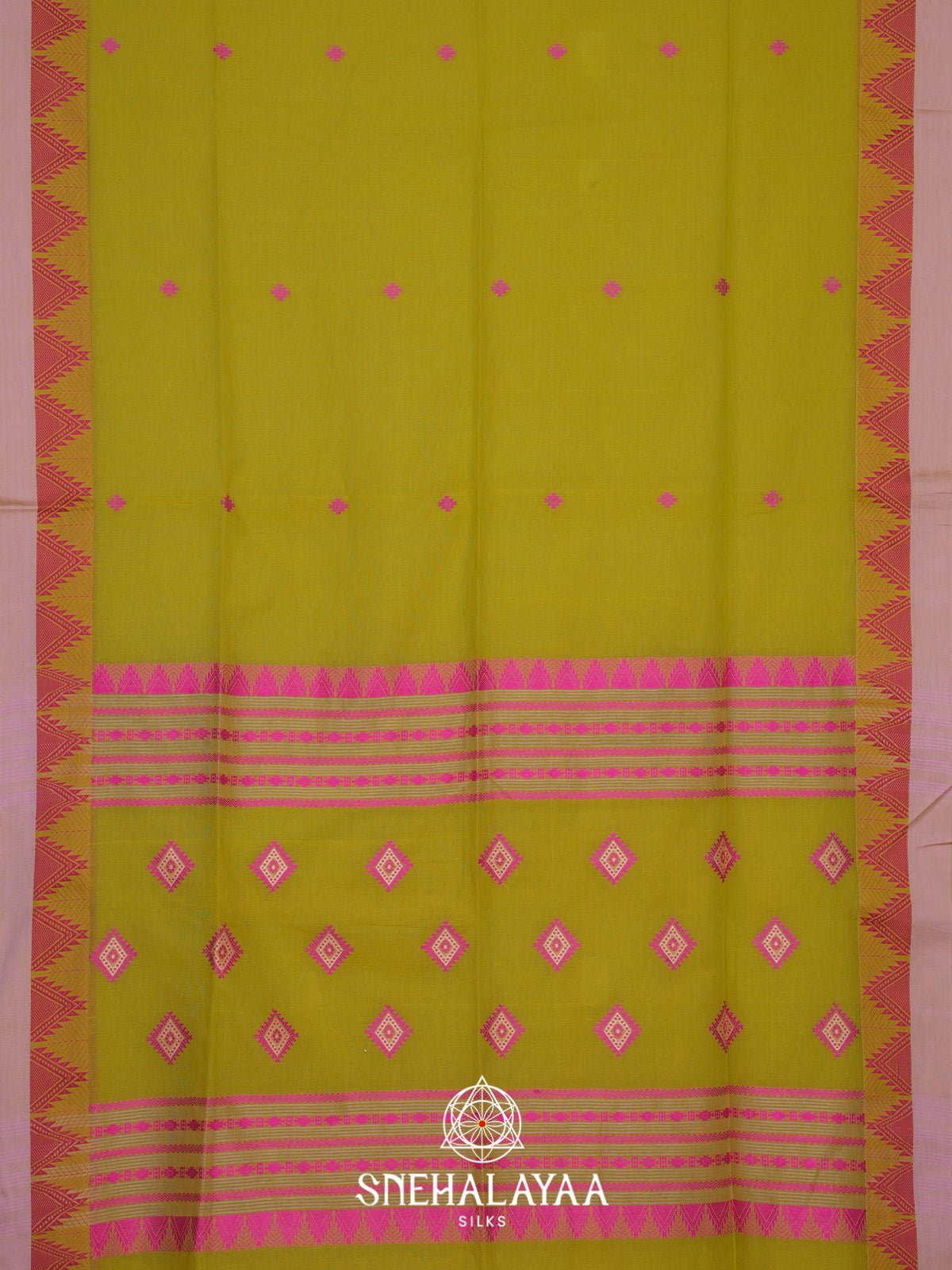 Parrot Green Bengal Cotton Saree