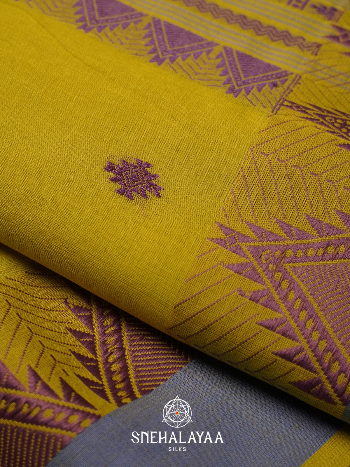 Greenish Yellow Bengal Cotton Saree