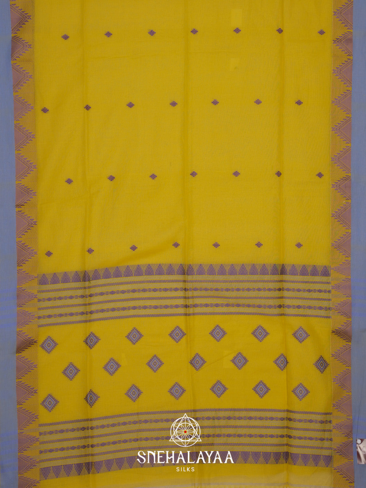 Greenish Yellow Bengal Cotton Saree