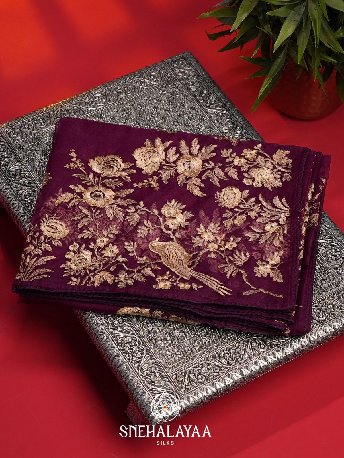 Purple Organza Saree