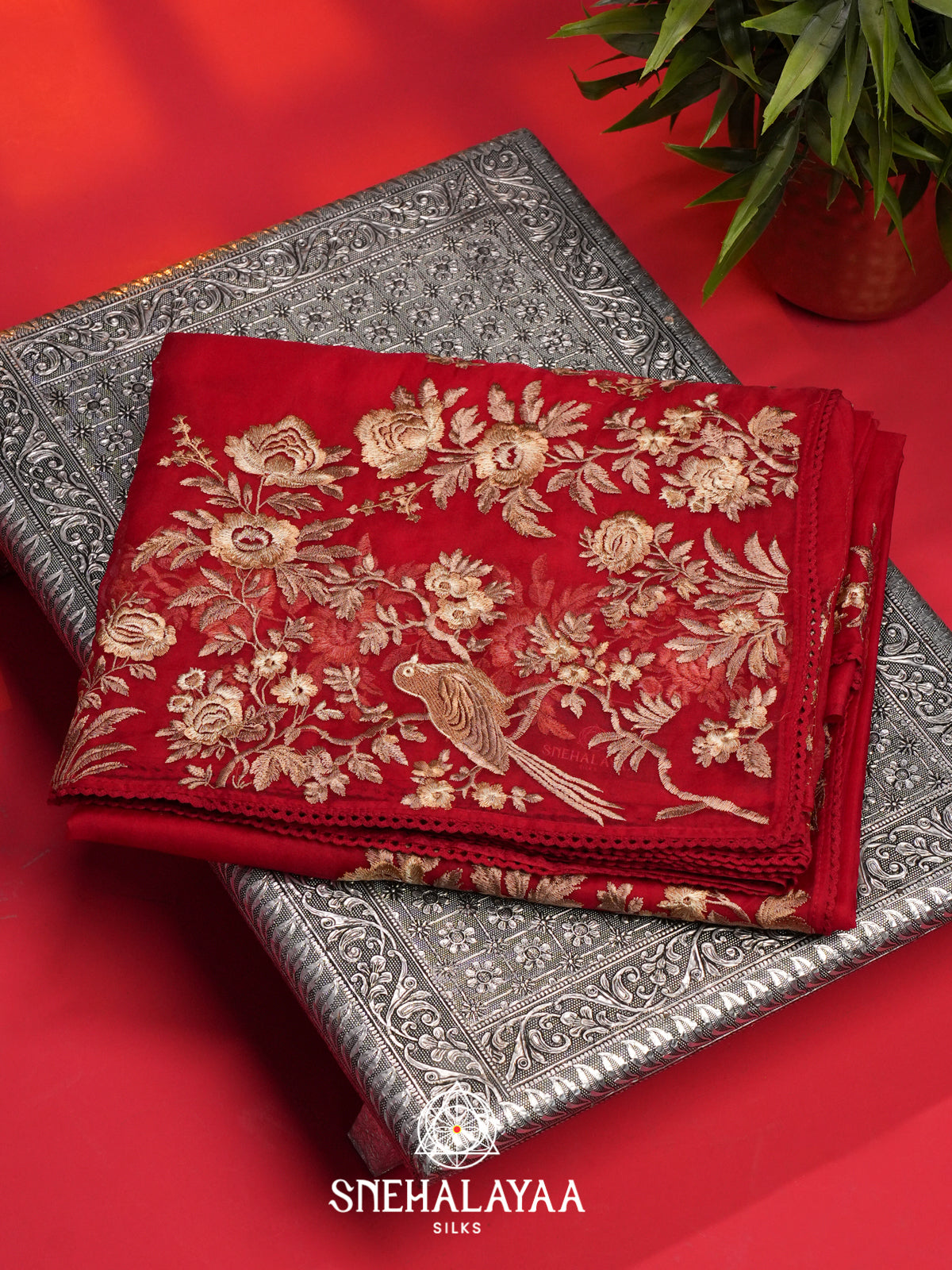 Red Organza Saree