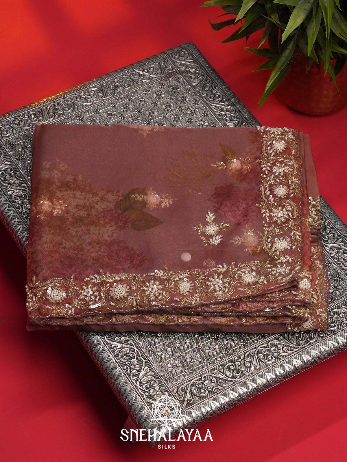Mauve Organza Saree