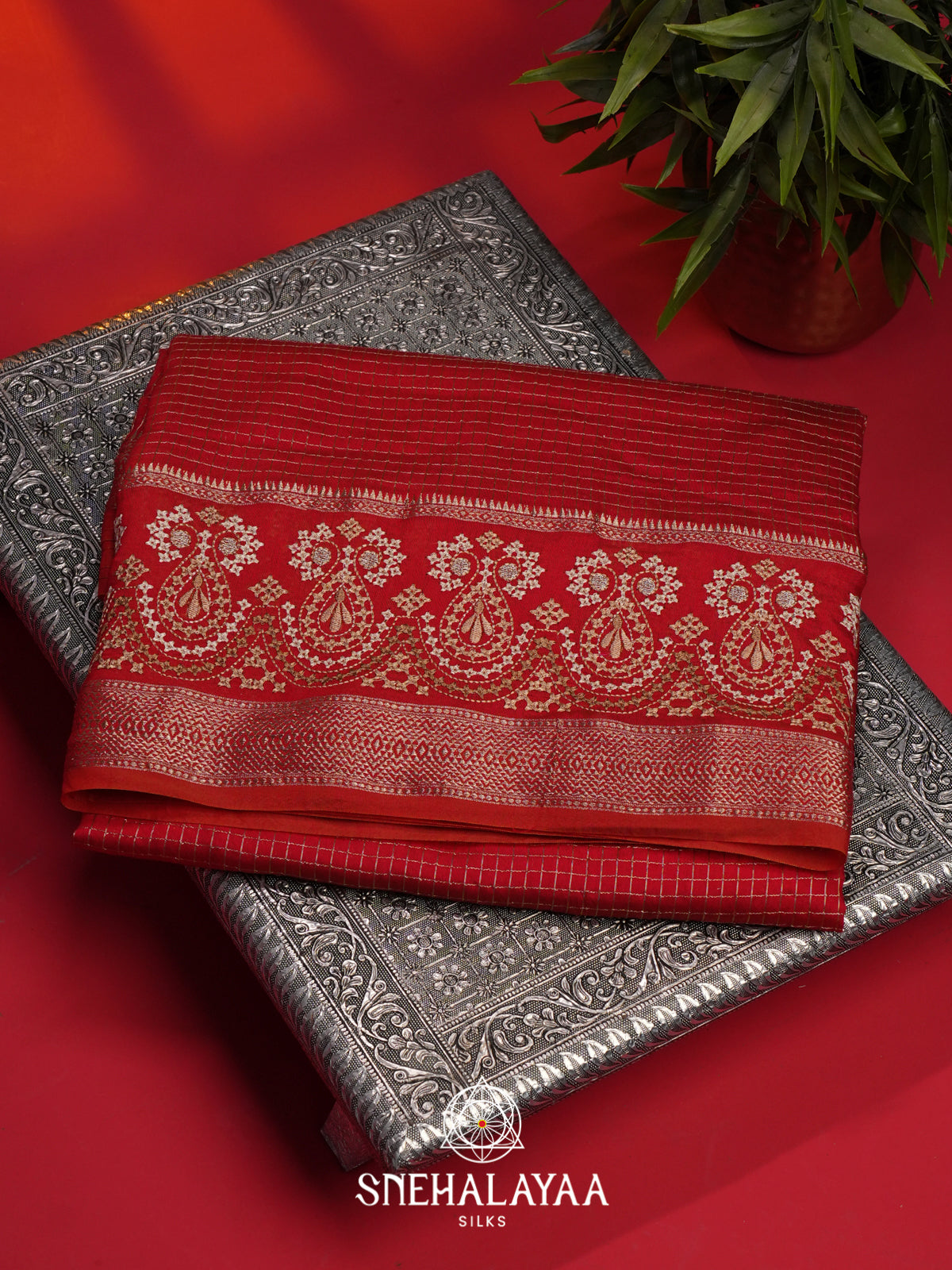 Red Chanderi Saree