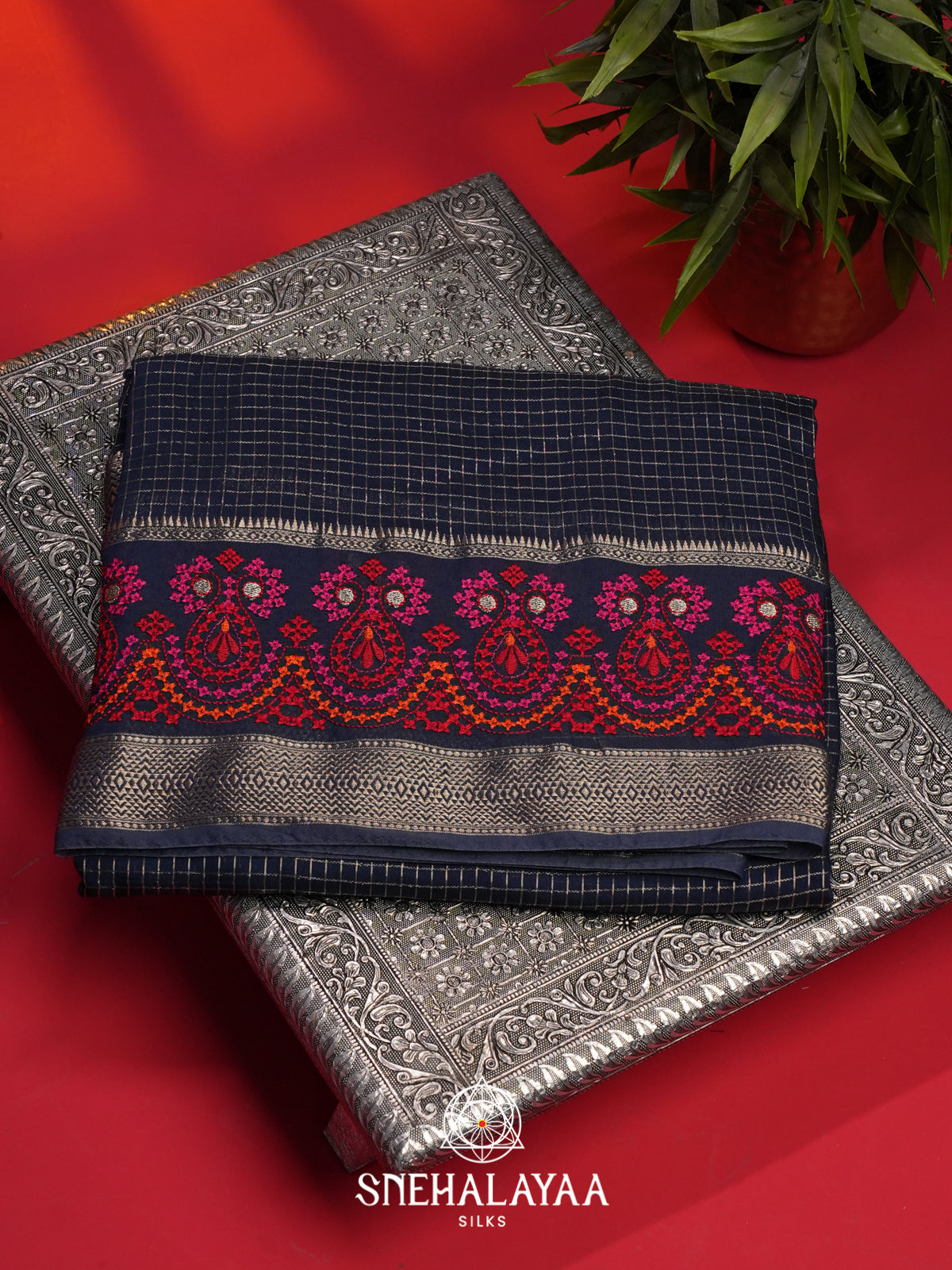 Blue Chanderi Saree