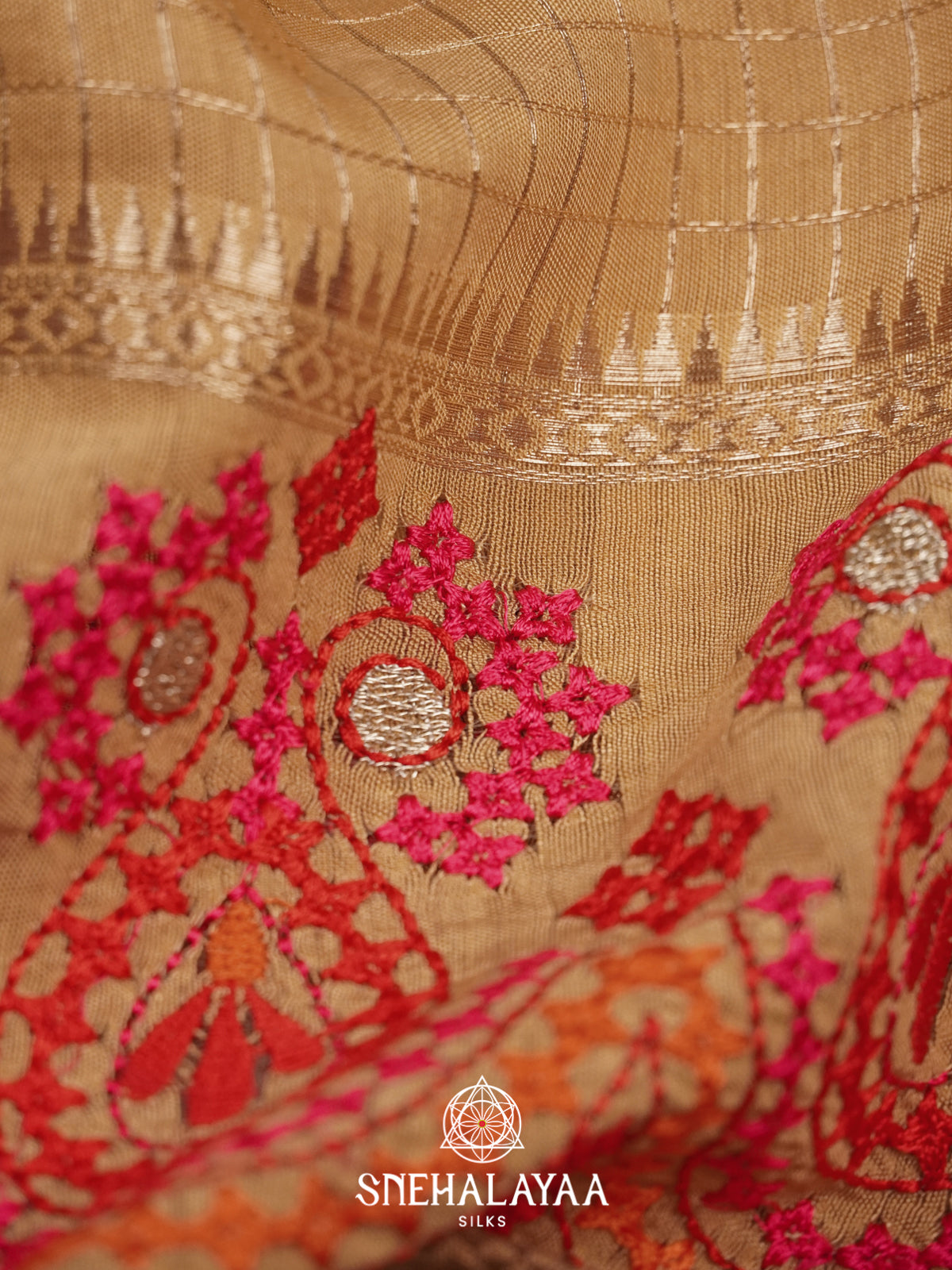 Beige Chanderi Saree