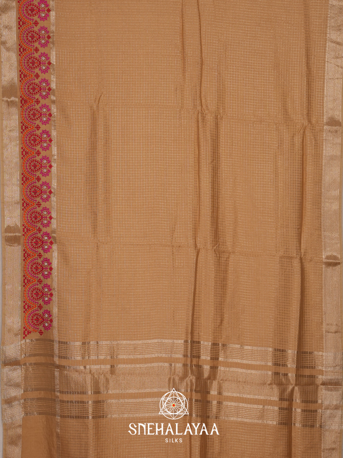 Beige Chanderi Saree