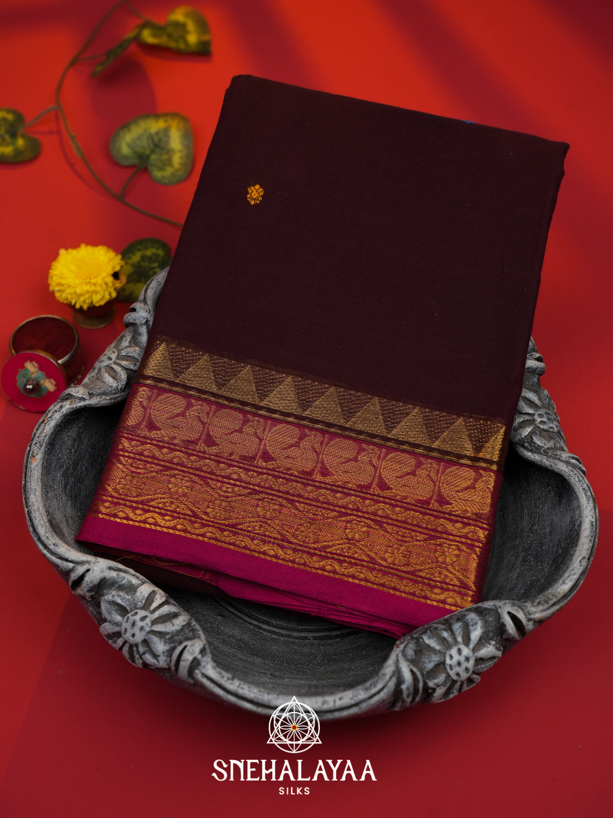 Coffee Brown Kanchi Cotton Saree