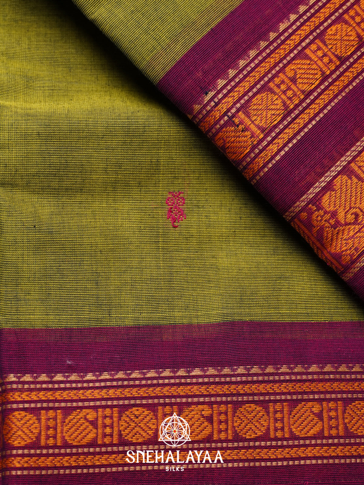 Olive Green Kanchi Cotton Saree