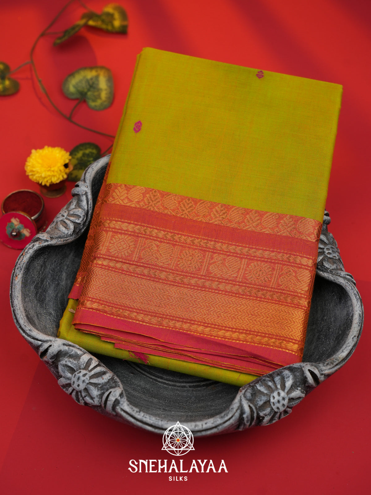Mehendi Green Kanchi Cotton Saree