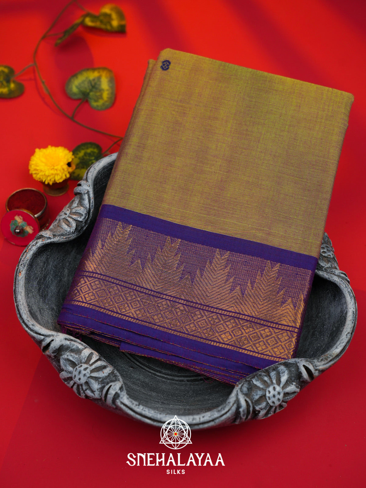 Mehendi Green Kanchi Cotton Saree