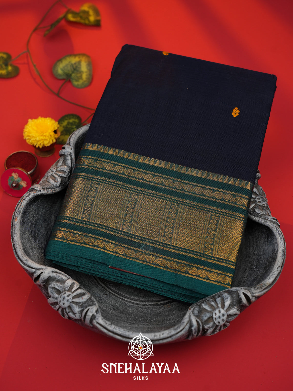 Navy Blue Kanchi Cotton Saree