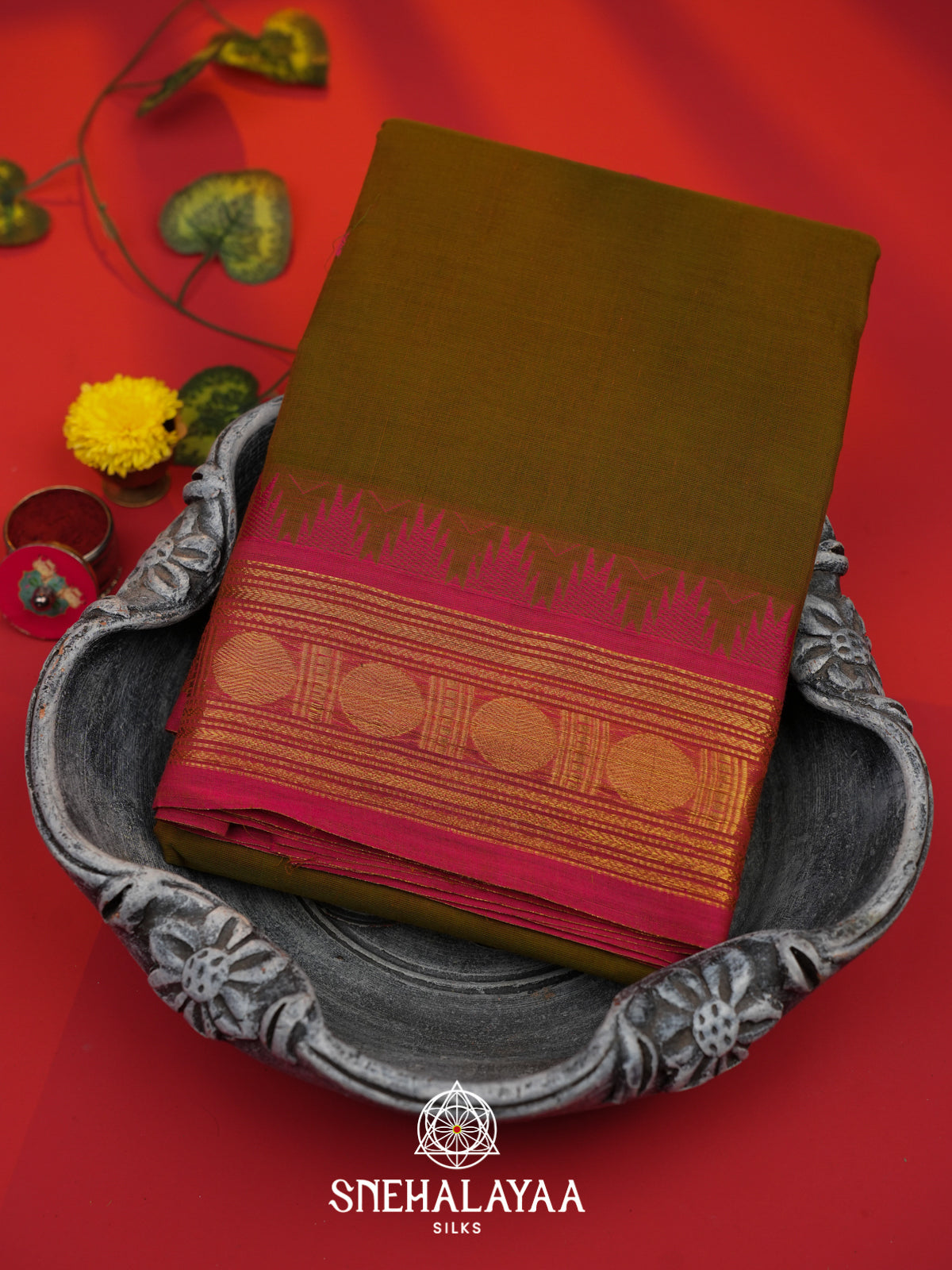 Brown Kanchi Cotton Saree