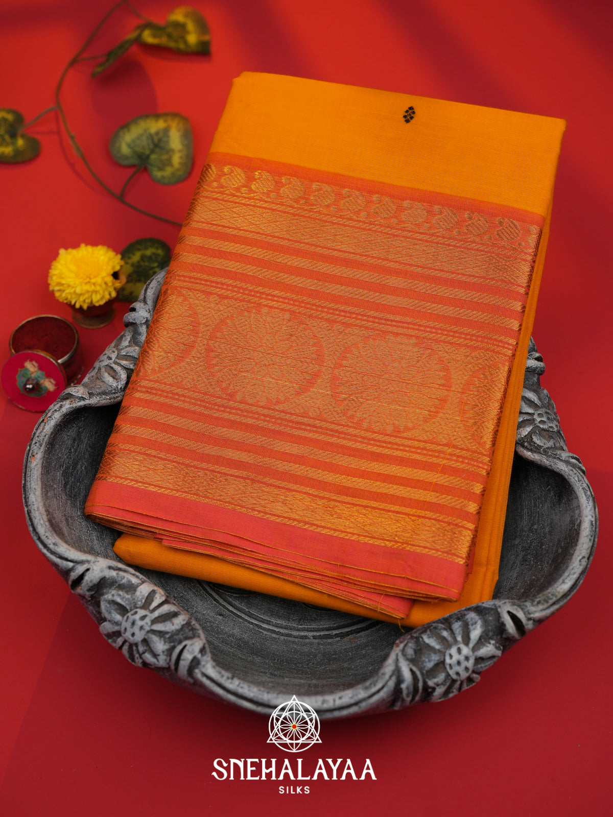 Yellow Kanchi Cotton Saree
