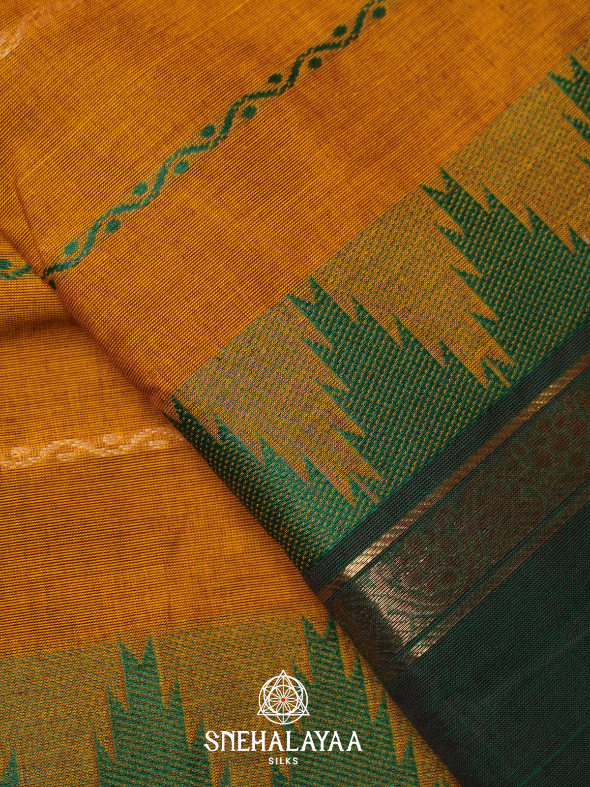 Mustard Yellow  Kanchi Cotton Saree