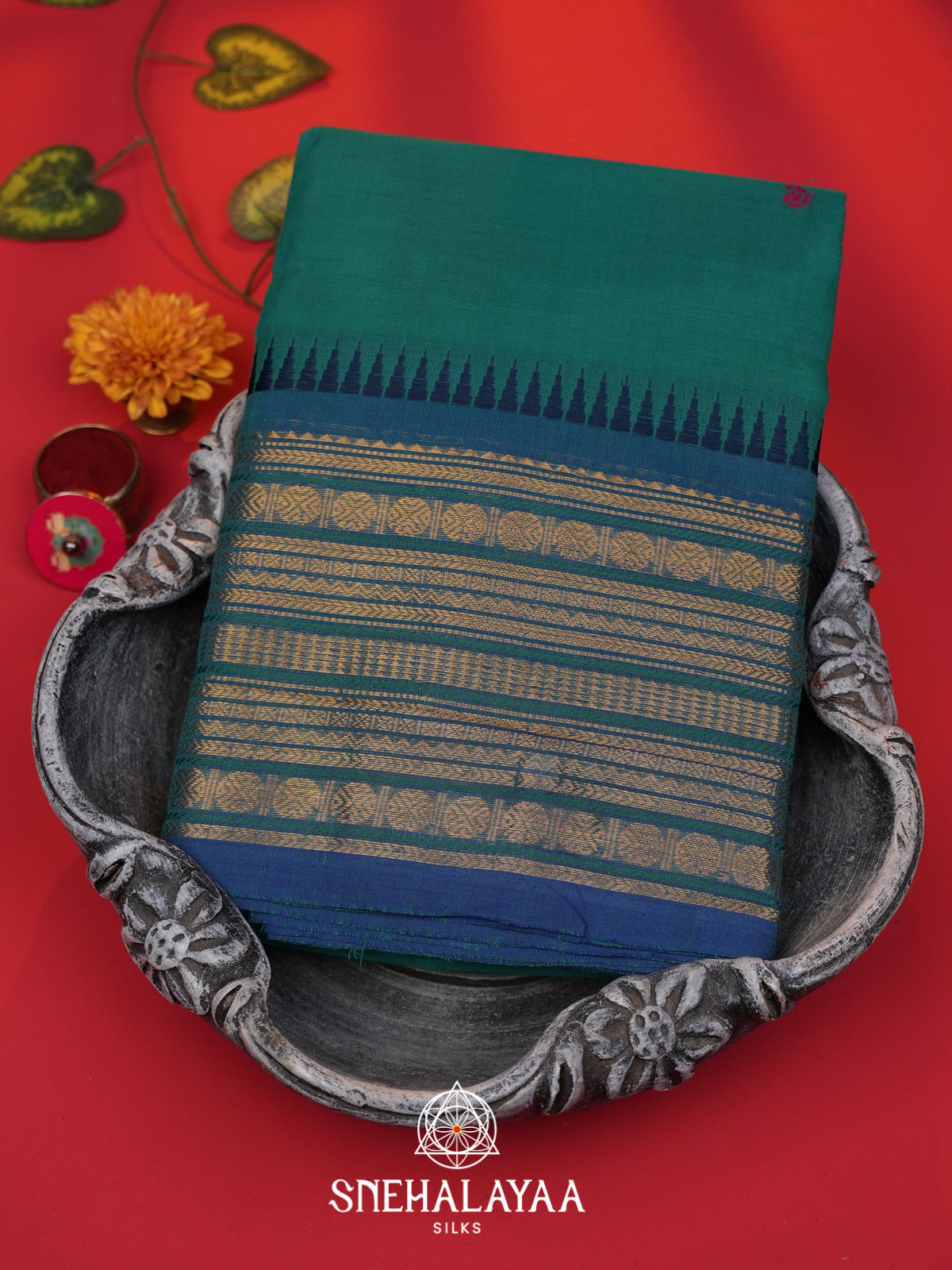 Teal Kanchi Cotton Saree