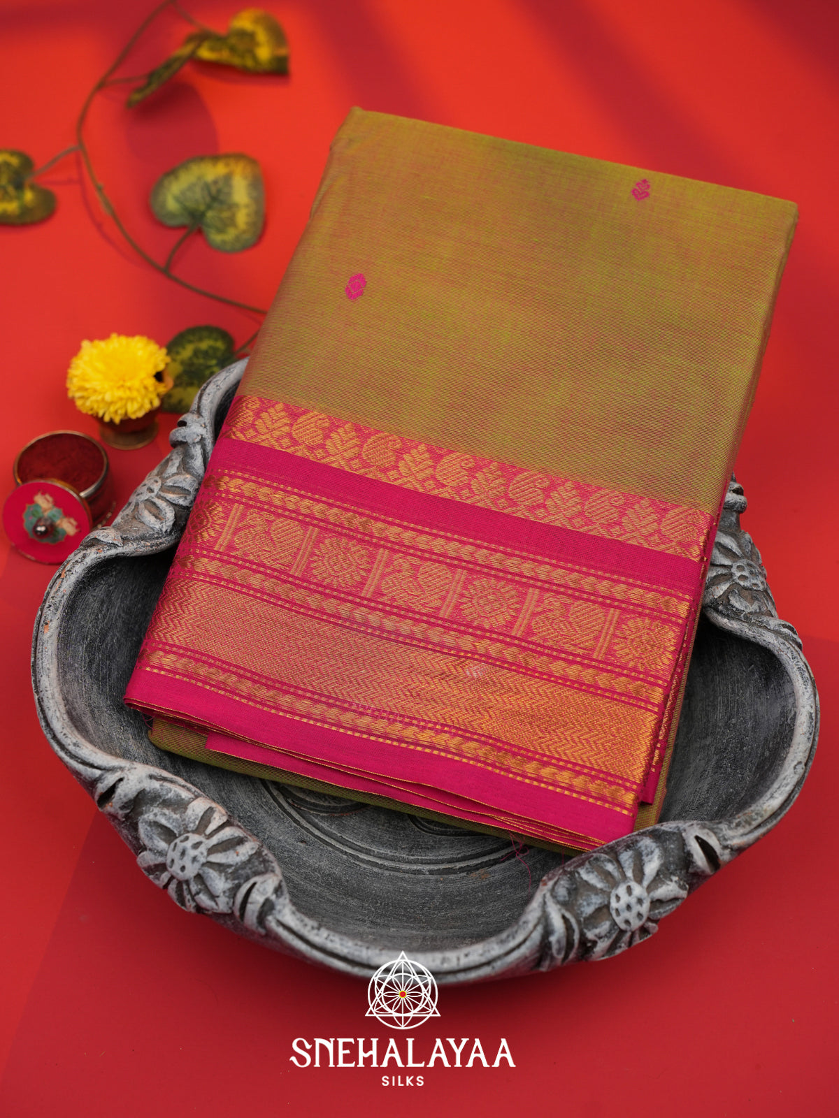 Mehendi Green Kanchi Cotton Saree