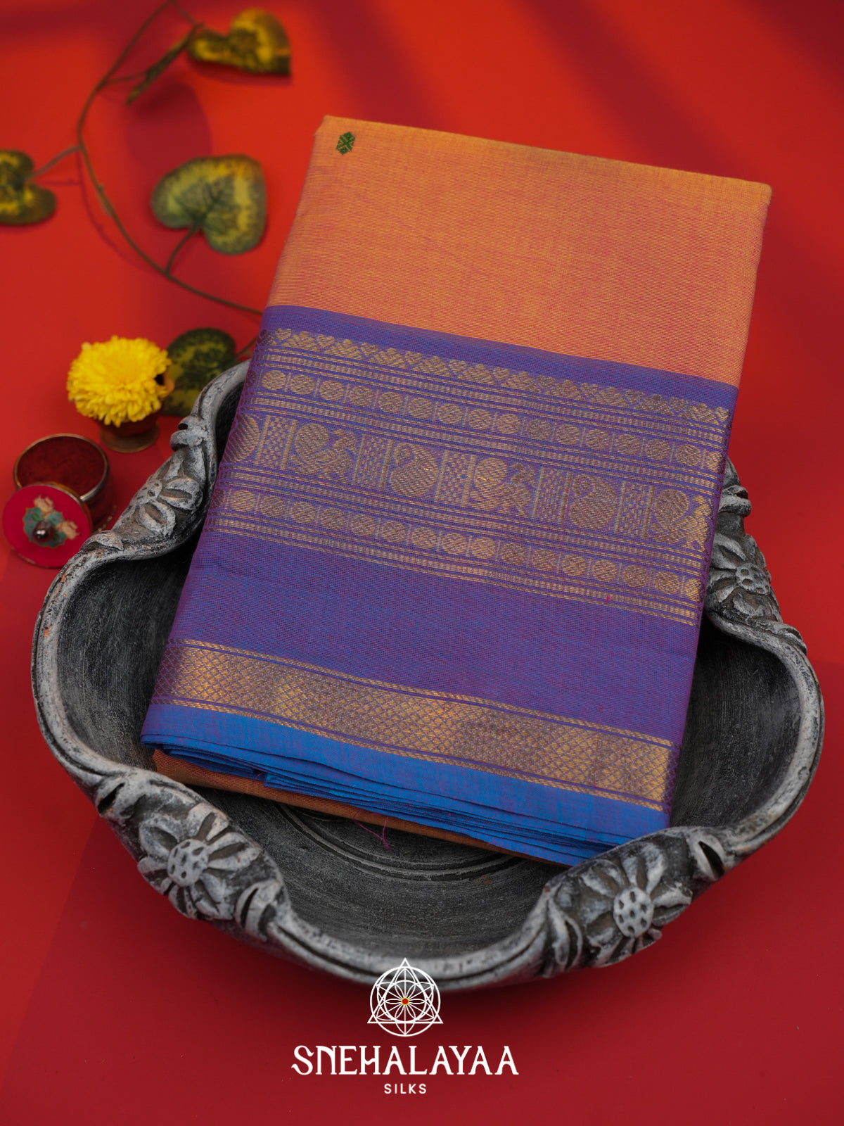 Peach Kanchi Cotton Saree