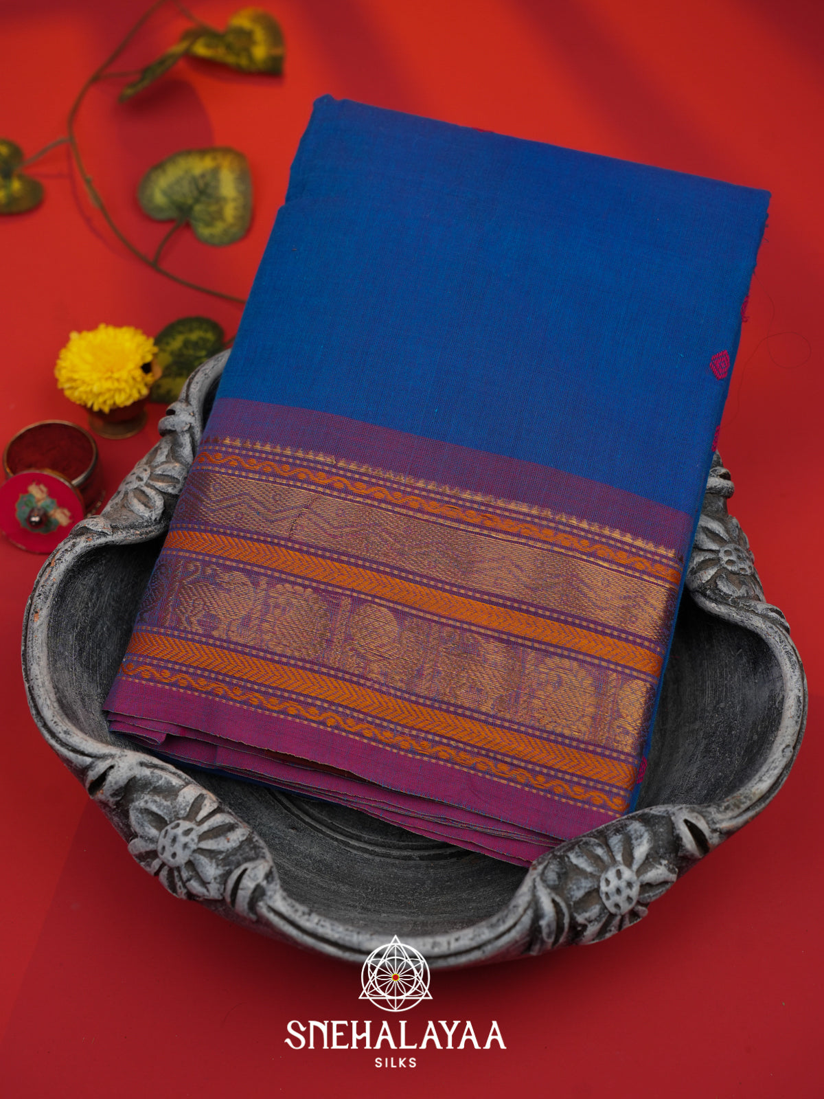 Blue Kanchi Cotton Saree