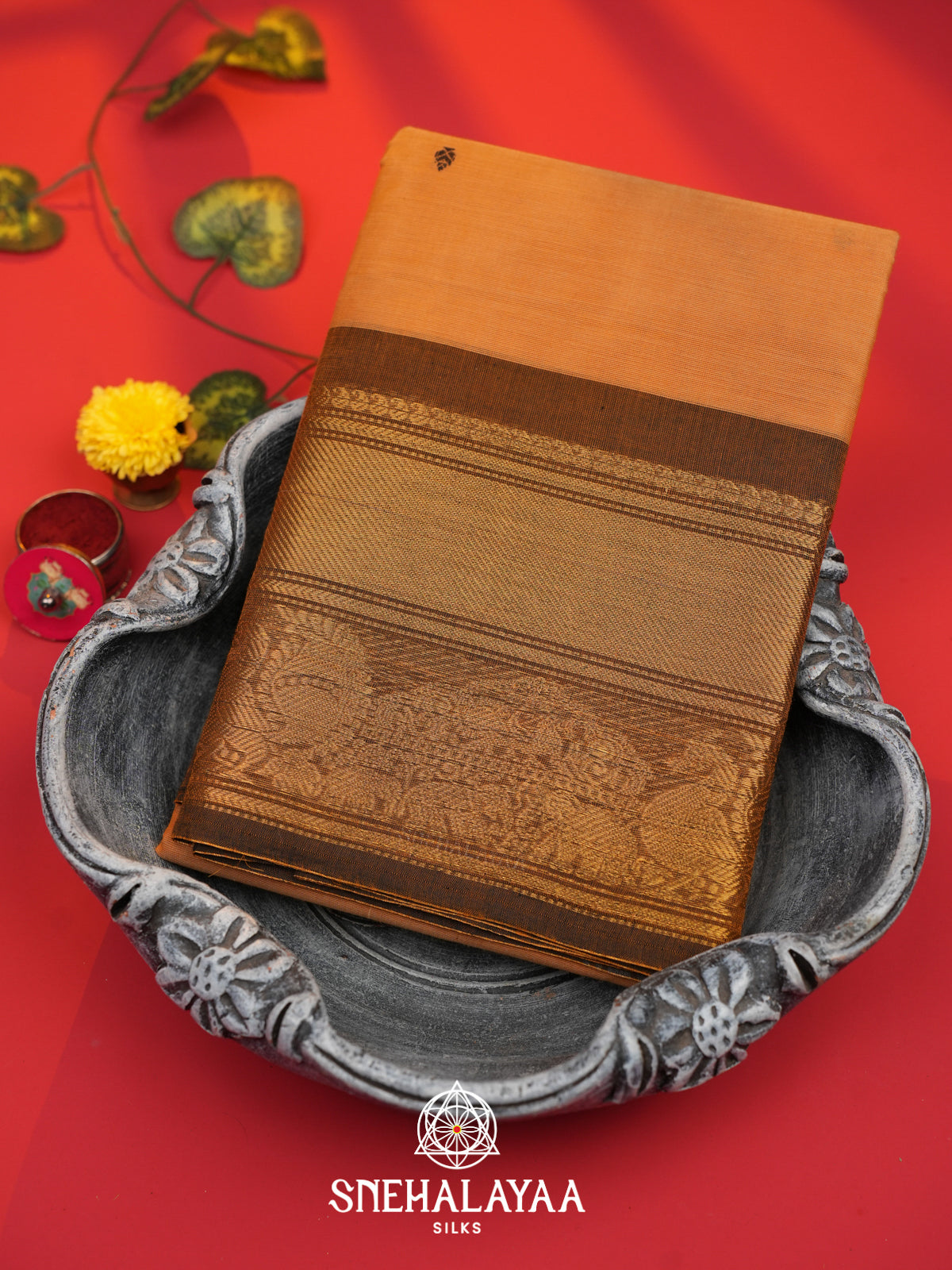 Peach Kanchi Cotton Saree