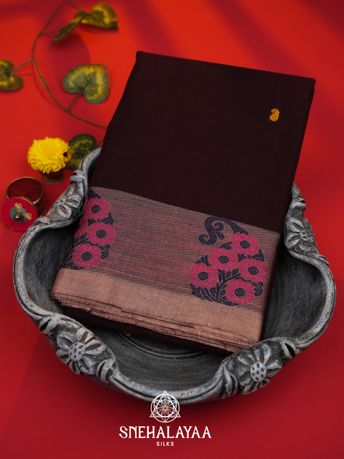 Maroon Kanchi Cotton Saree