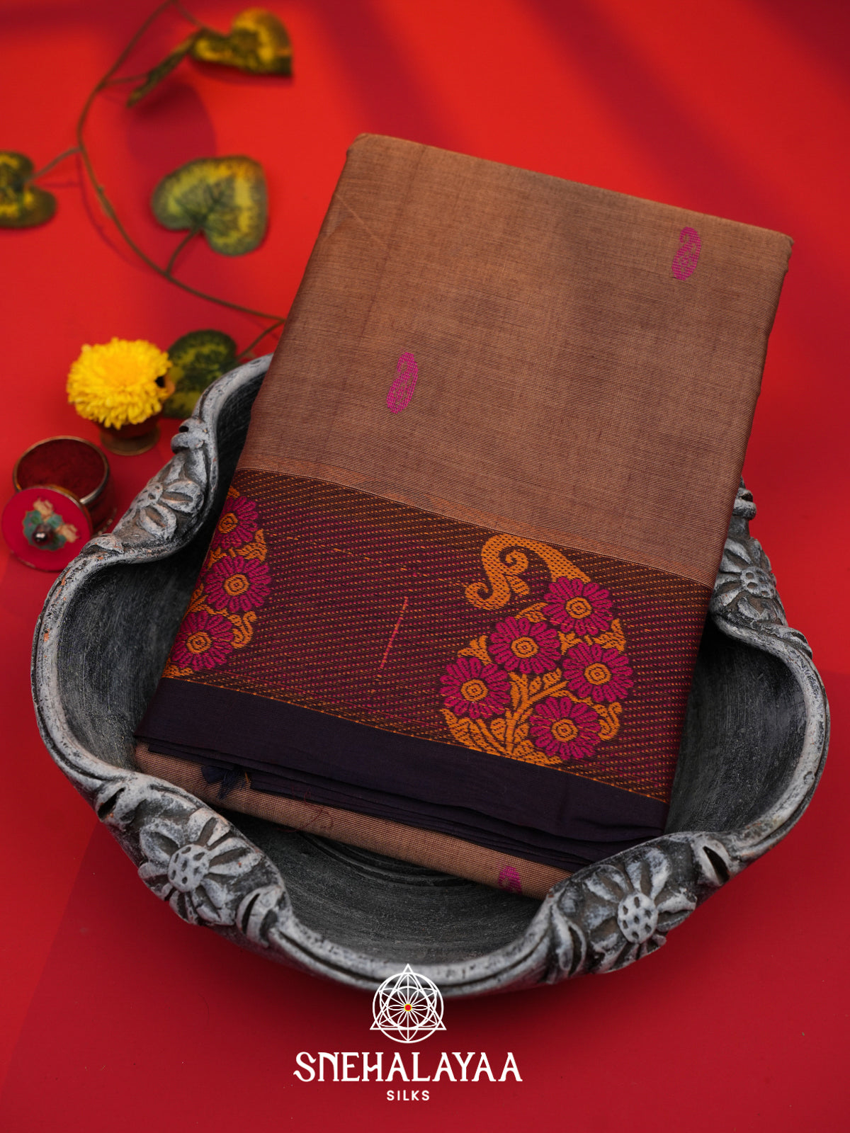 Brown Kanchi Cotton Saree