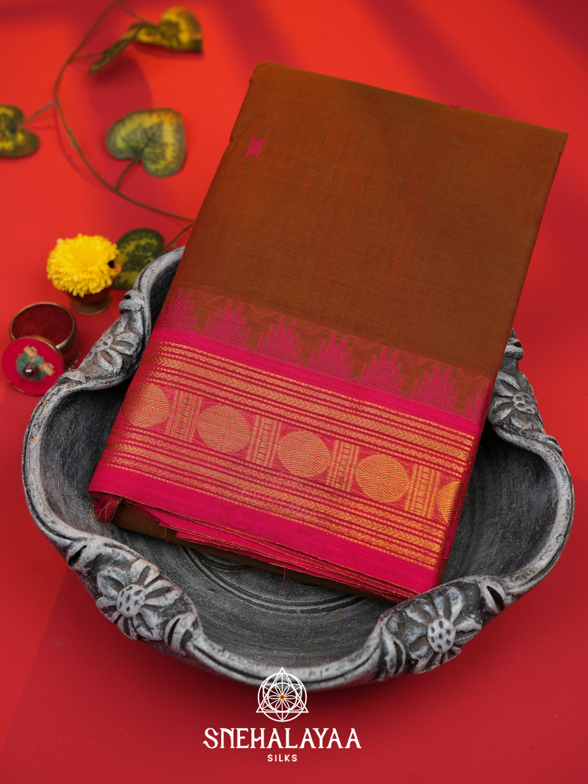 Brown Kanchi Cotton Saree
