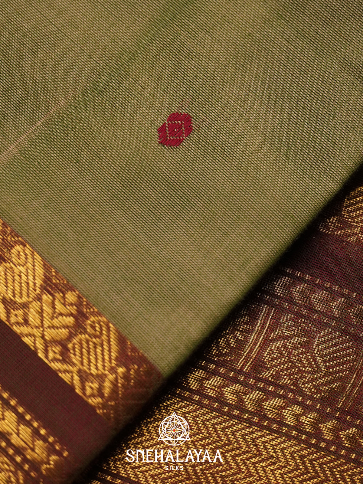 Mehendi Brown Kanchi Cotton Saree